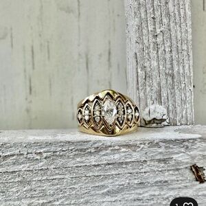 14K Marquise Diamond Wedding Ring